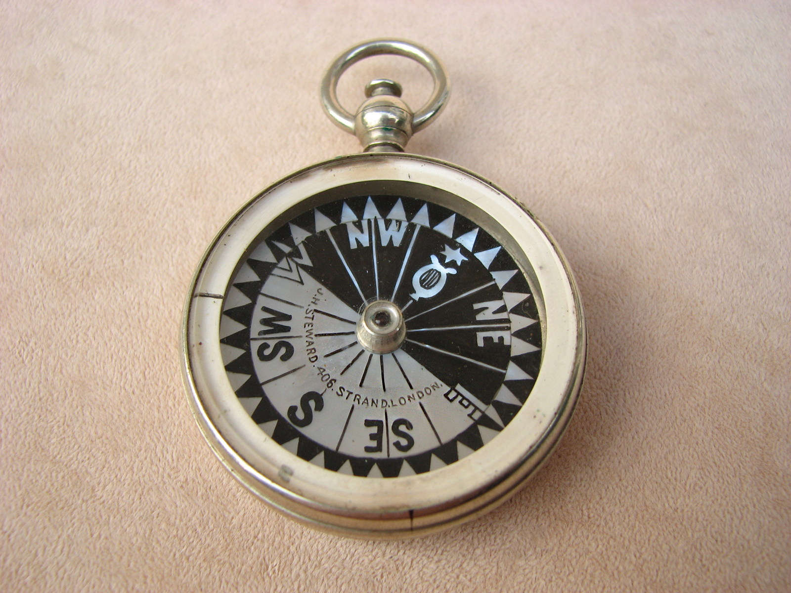 pocket compass with mother of pearl dial, circa 1880